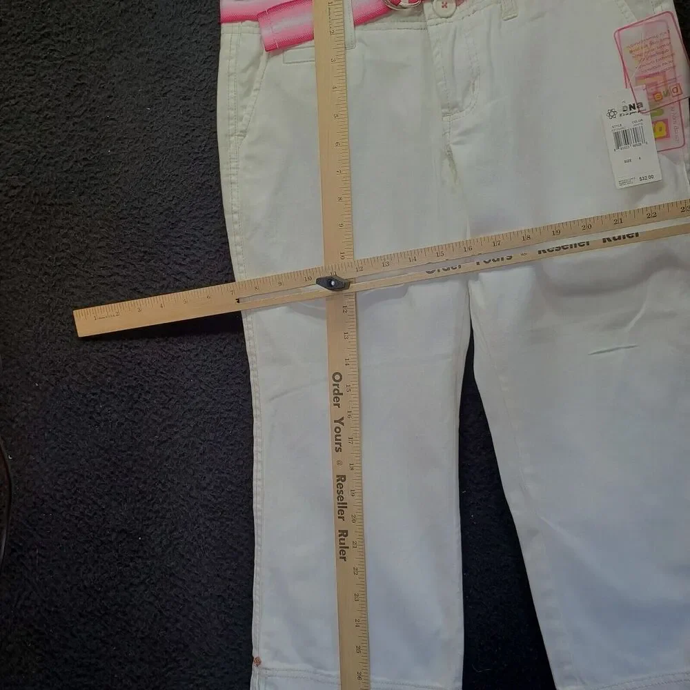 DNA Womens Jeans White Size Small 100% Cotton Belted Zip Button Closure Pockets